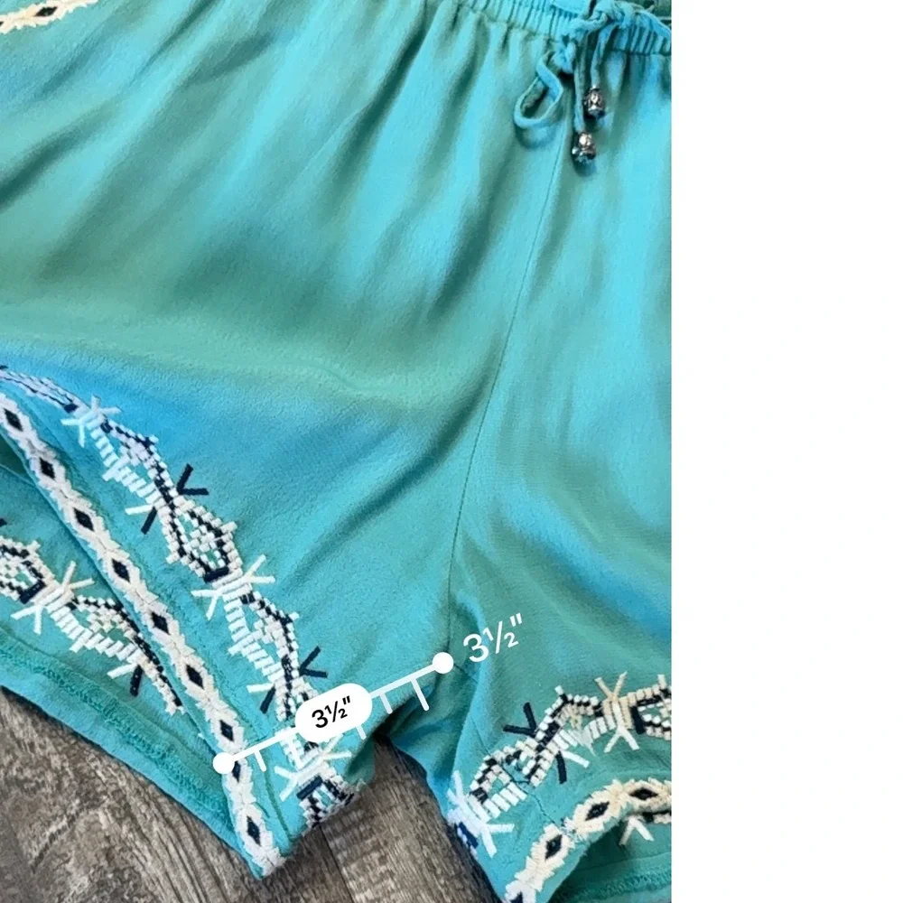 Anthropologie‎ HEI HEI Embroidered Isle Shorts Turquoise , Size M